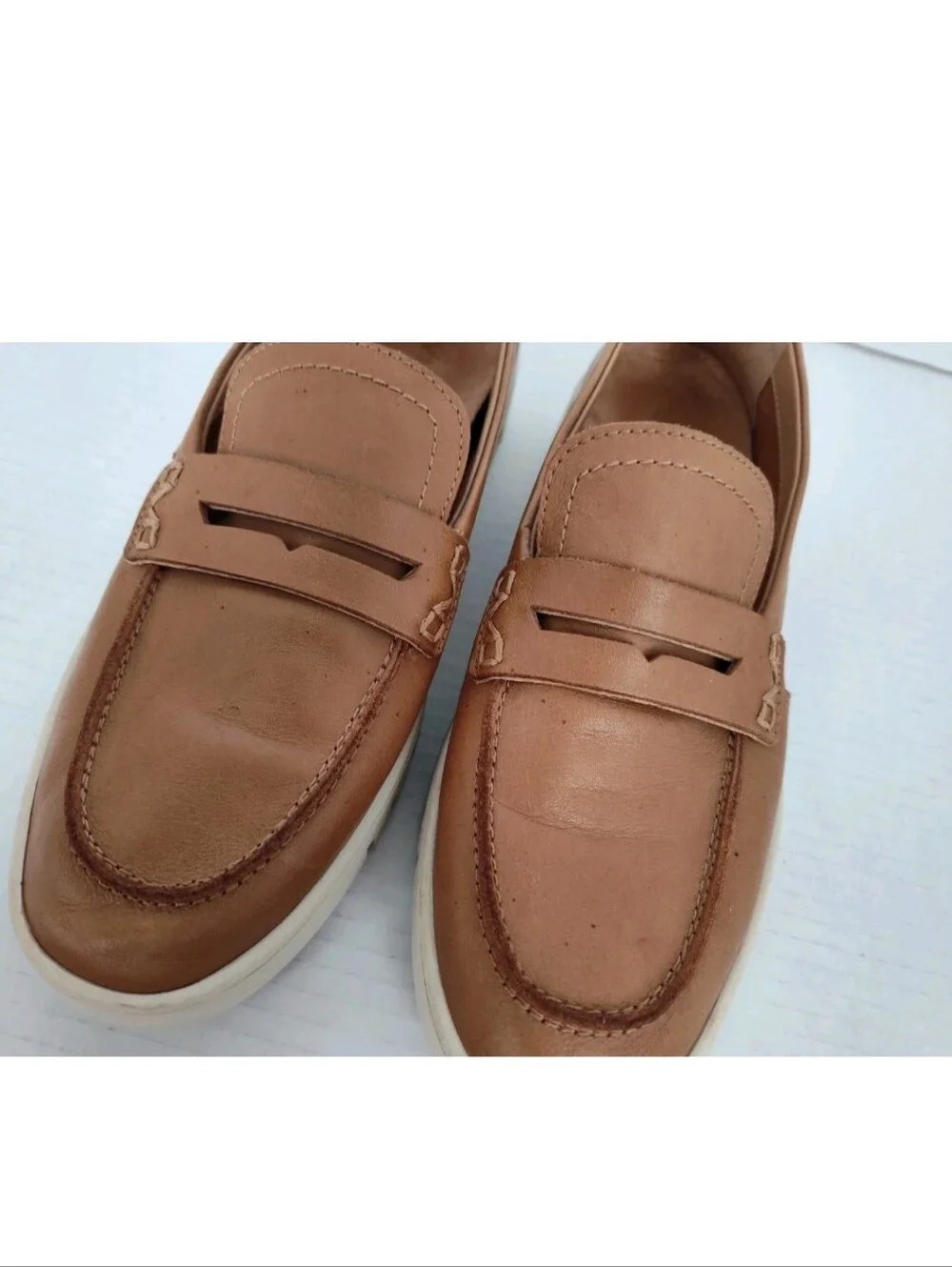 Vionic Uptown Loafers Camel Tan Leather Shoes Women's Size 8.5 Slip on
